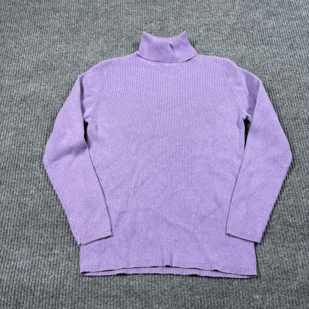 Kim Rogers Sweater Women XL Purple Ribbed Turtleneck Long Sleeve Cotton Pullover